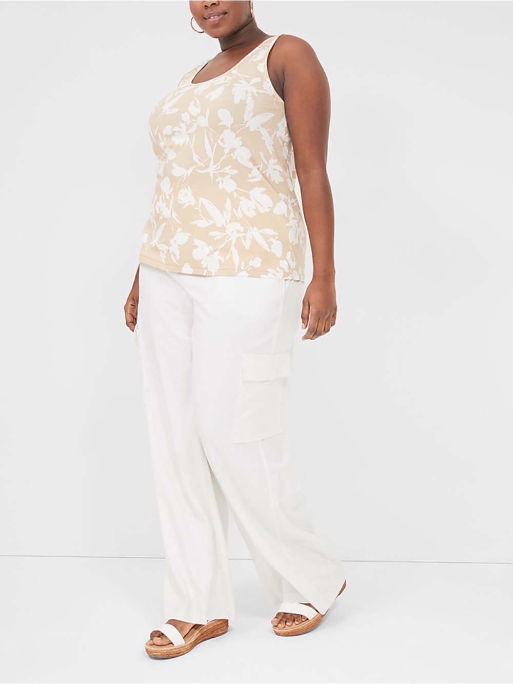 Lane Bryant White Linen Blend Wide-Leg Pants Women Size 16
